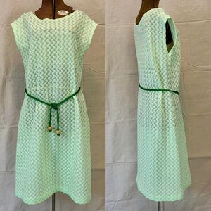 Vintage 60s Sea Foam Green Sheer Zig Zag Stripe Polyester Knit by Lady Blair L